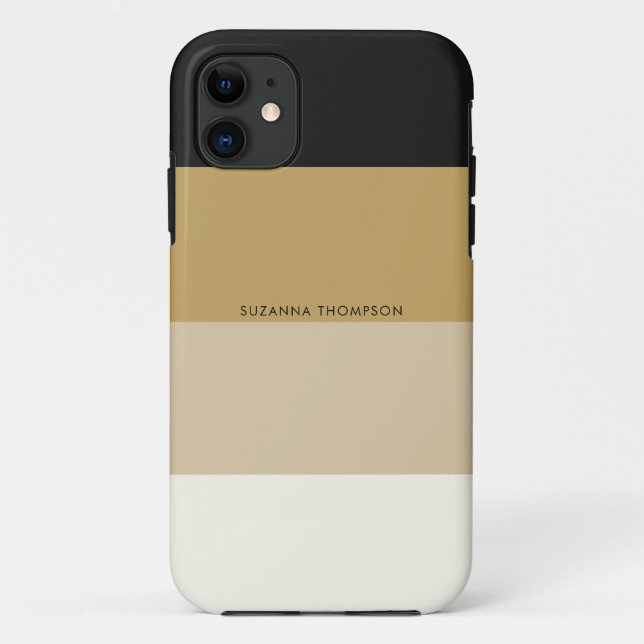 Modern Horizontal Stripe Black & Gold Colour Tones Case-Mate iPhone Case (Back)
