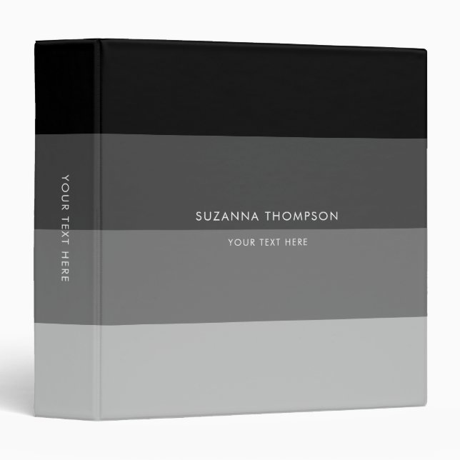 Modern Horizontal Stripe Black & Grey Colours Binder (Front/Spine)