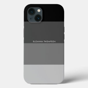 Modern Horizontal Stripe Black & Grey Colours iPhone 13 Case