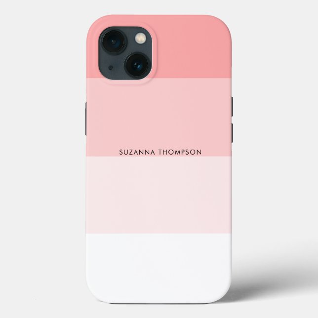 Modern Horizontal Stripe Pastel Blush Pink Case-Mate iPhone Case (Back)