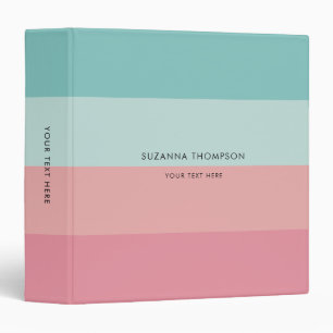 Modern Horizontal Stripe Pastel Pink & Blue Binder