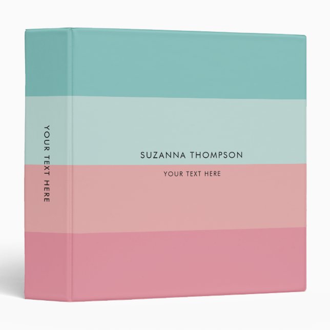 Modern Horizontal Stripe Pastel Pink & Blue Binder (Front/Spine)