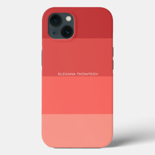 Modern Horizontal Stripe Pastel Red & Orange  iPhone 13 Case