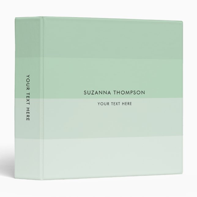 Modern Horizontal Stripe Pastel Sage Green Binder (Front/Spine)