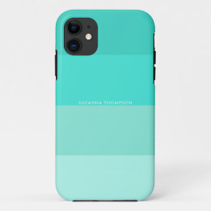 Modern Horizontal Stripe Turquoise Teal Colours  iPhone 11 Case