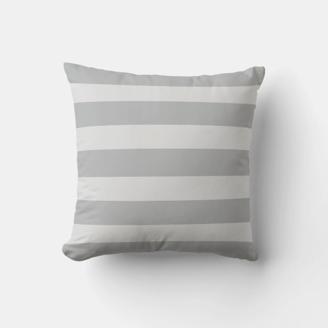 Modern Horizontal Striped Grey Throw Pillow (Front)