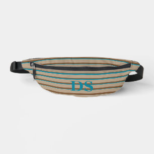 Modern Horizontal Stripes Monogram Travel Fanny Pack
