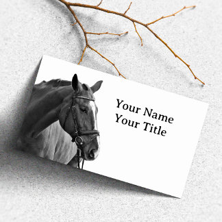 Modern Horse Black and White Equestrian Business Card