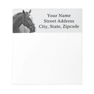 Modern Horse Black and White Equestrian Notepad