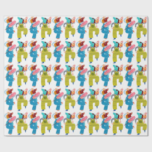 Modern Horse Collage Character Art(Semi-Gloss) Wra Wrapping Paper