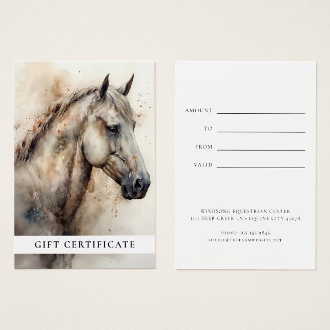 Modern Horse Riding Lessons Gift Certificate  (Front & Back)