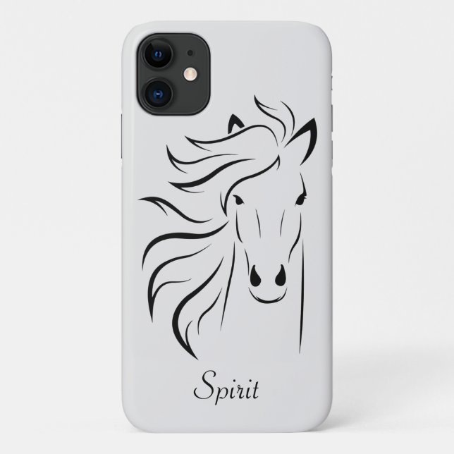 Modern horse silhouette image art on light grey Case-Mate iPhone case (Back)