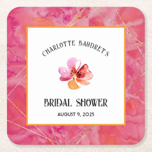 Modern Hot Colour  Square Paper Coaster