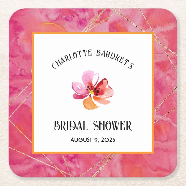 Modern Hot Colour  Square Paper Coaster (Front)