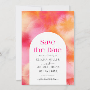 Modern hot Pink and Orange save the date Wedding  Invitation