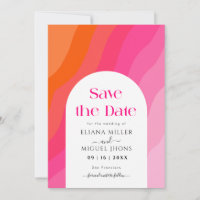 Modern hot Pink and Orange save the date Wedding 