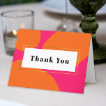 Modern Hot Pink and Orange Thank You<br><div class="desc">A thank you card design with a bold modern look in abstract shapes of bright orange over a hot pink background. This is a popular colour scheme in modern stationery. The inside of this card has a text template to personalize with your thank you text.</div>