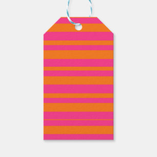 Modern Hot Pink and Orange Wide Cabana Stripe Gift Tags