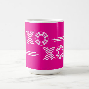 Modern Hot Pink and White XOXO Valentine Coffee Mug