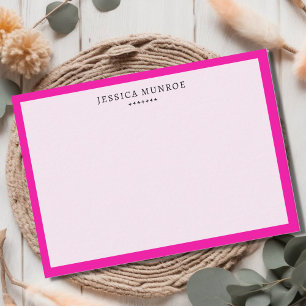 Modern Hot Pink Border Personalized Card
