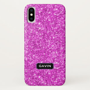 Modern Hot Pink Faux Glitter Monogram Case-Mate iPhone Case