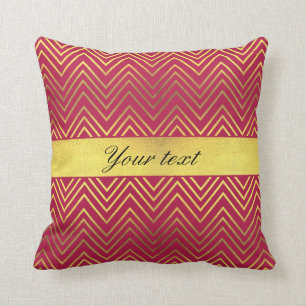 Modern Hot Pink Faux Gold Foil Chevrons Throw Pillow