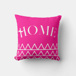 Modern Hot Pink Geometric Home Typography Throw Pillow