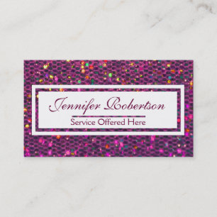 Modern Hot Pink Glitter Business Card