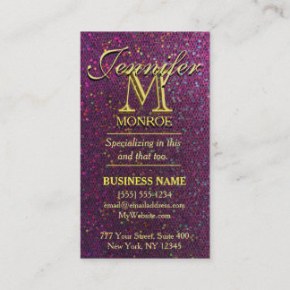 Modern Hot Pink Glitter Business Card