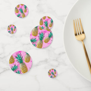 Modern Hot Pink Marble Tropical Pineapple Chic Confetti