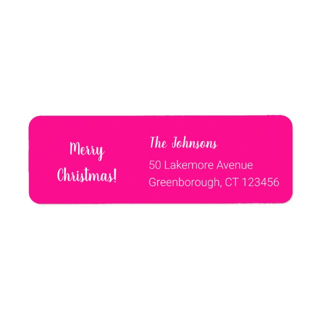 Modern Hot Pink Merry Christmas Return Address (Front)