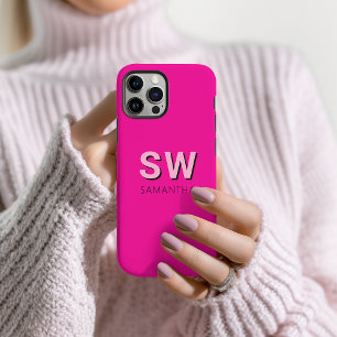 Modern hot pink monogram first name