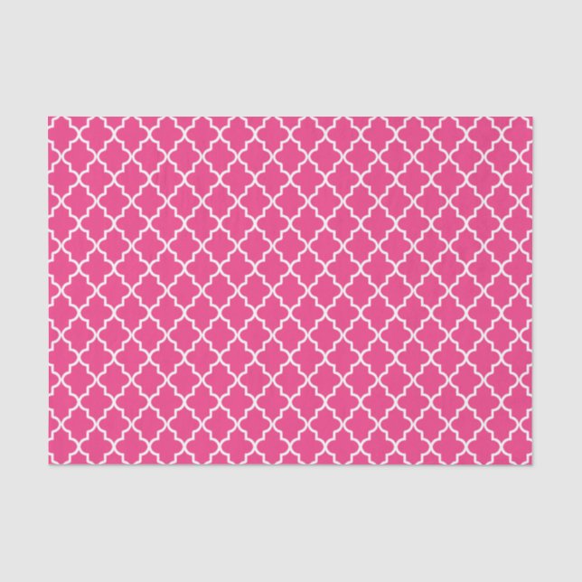Modern Hot Pink Moroccan Quatrefoil Tissue Paper (Front)