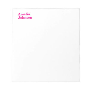 Modern Hot Pink Name Minimalist Professional Notepad