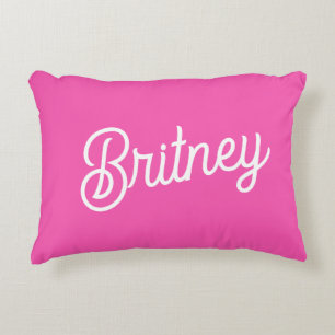 Modern Hot Pink Personalized Monogram and Name Accent Pillow