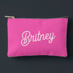 Modern Hot Pink  Personalized Monogram and Name  Accessory Pouch<br><div class="desc">Introducing our Modern Hot Pink Personalized Monogram and Name Accessory Pouch, a chic and practical solution for organizing your essentials. This pouch features a vibrant hot pink design, personalized with your monogram and name, adding a unique touch to your accessories. Perfect for storing makeup, toiletries, tech gadgets, or everyday items,...</div>