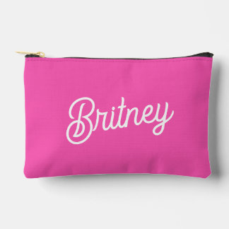 Modern Hot Pink  Personalized Monogram and Name  Accessory Pouch