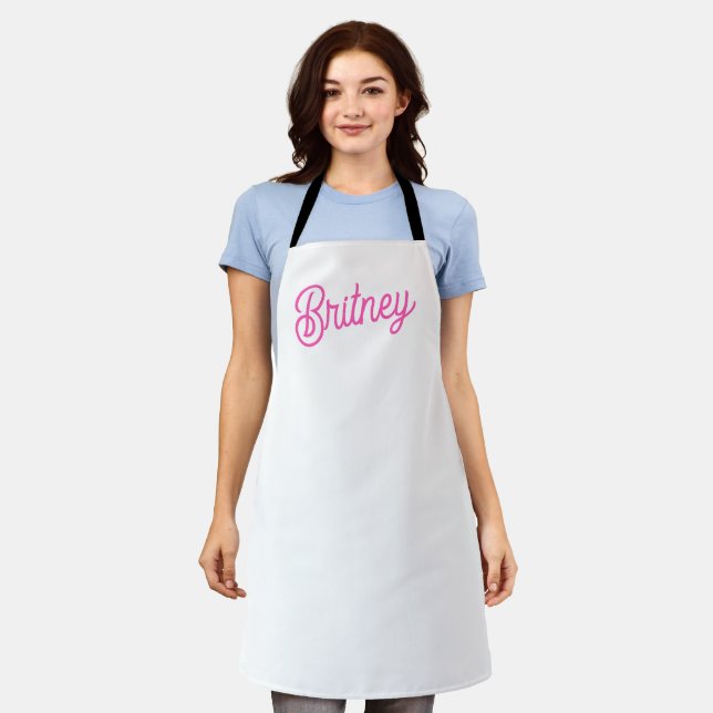 Modern Hot Pink  Personalized Monogram and Name  Apron (Worn)