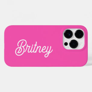 Modern Hot Pink  Personalized Monogram and Name  Case-Mate iPhone 14 Pro Case