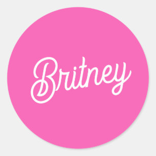 Modern Hot Pink  Personalized Monogram and Name  Classic Round Sticker