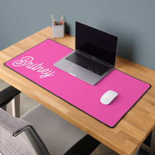 Modern Hot Pink  Personalized Monogram and Name  Desk Mat