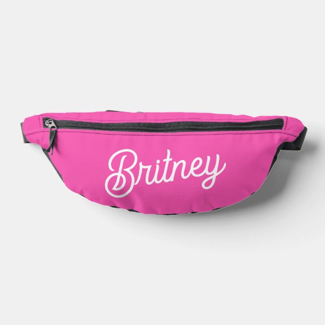 Modern Hot Pink  Personalized Monogram and Name  Fanny Pack (Lay Down)