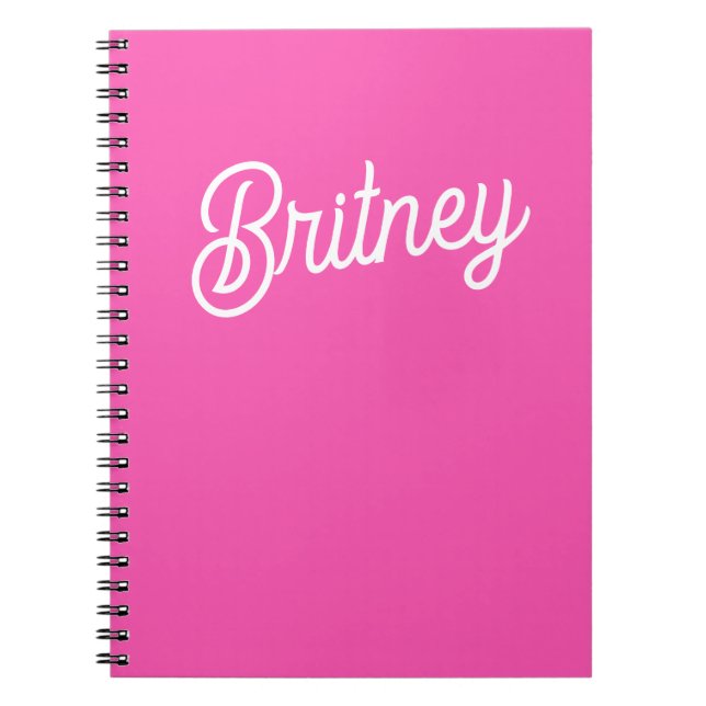 Modern Hot Pink  Personalized Monogram and Name  Notebook (Front)