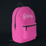 Modern Hot Pink  Personalized Monogram and Name  Printed Backpack<br><div class="desc">Introducing our Modern Hot Pink Personalized Monogram and Name Printed Backpack, the perfect blend of style and functionality for your everyday needs. This backpack features a bold hot pink design, personalized with your monogram and name, making it a standout accessory. Ideal for school, work, travel, or casual outings, it combines...</div>