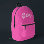 Modern Hot Pink  Personalized Monogram and Name  Printed Backpack<br><div class="desc">Introducing our Modern Hot Pink Personalized Monogram and Name Printed Backpack, the perfect blend of style and functionality for your everyday needs. This backpack features a bold hot pink design, personalized with your monogram and name, making it a standout accessory. Ideal for school, work, travel, or casual outings, it combines...</div>