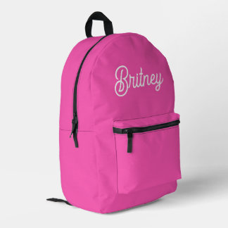Modern Hot Pink  Personalized Monogram and Name  Printed Backpack