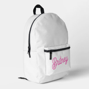 Modern Hot Pink  Personalized Monogram and Name  Printed Backpack