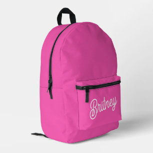 Modern Hot Pink Personalized Monogram and Name Printed Backpack