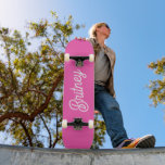 Modern Hot Pink  Personalized Monogram and Name  Skateboard<br><div class="desc">Introducing our Modern Hot Pink Personalized Monogram and Name Skateboard, a perfect blend of style and performance for skaters of all levels. This skateboard features a vibrant hot pink design that can be personalized with your monogram and name, making it a unique and eye-catching piece. Crafted with high-quality materials, it...</div>