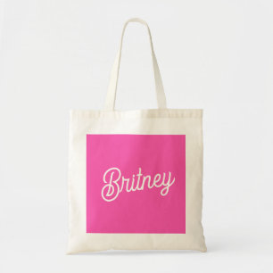 Modern Hot Pink  Personalized Monogram and Name  Tote Bag